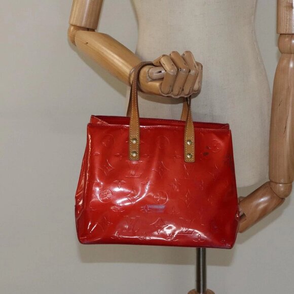 LOUIS VUITTON Monogram Vernis Reade PM Hand Bag Red Rouge M91088 LV Auth 120043 - Picture 3 of 16